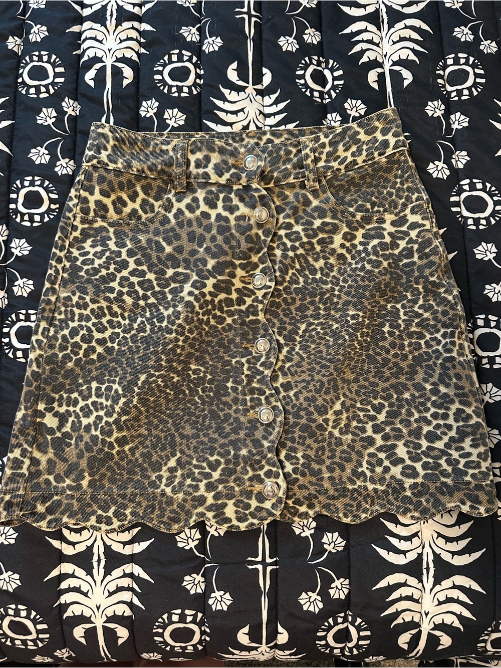 So Me Leopard Print Button-Front Mini Skirt - Brown & Black